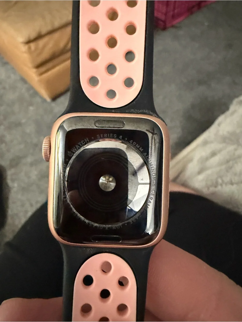 Apple Watch Series 4 GPS +Cellular with Black Band and Pink Accent Holes
